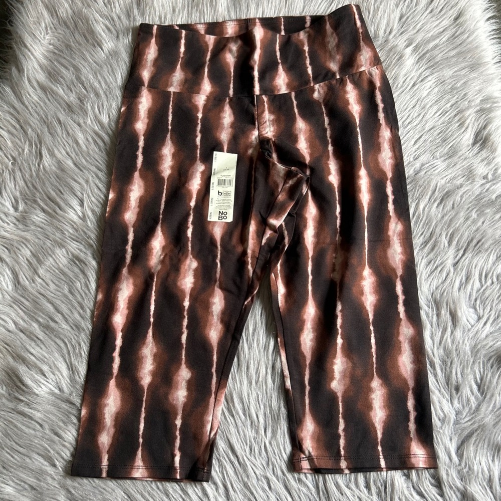 No Boundaries Capri Leggings Womens Size Large 12-14 Brown Tie Dye Stretch Pants